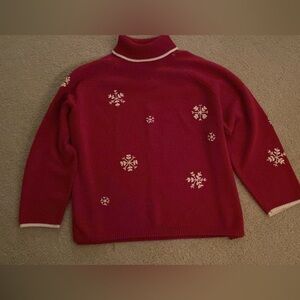 Sonoma Red Women's Turtleneck Sweater with Snowflakes